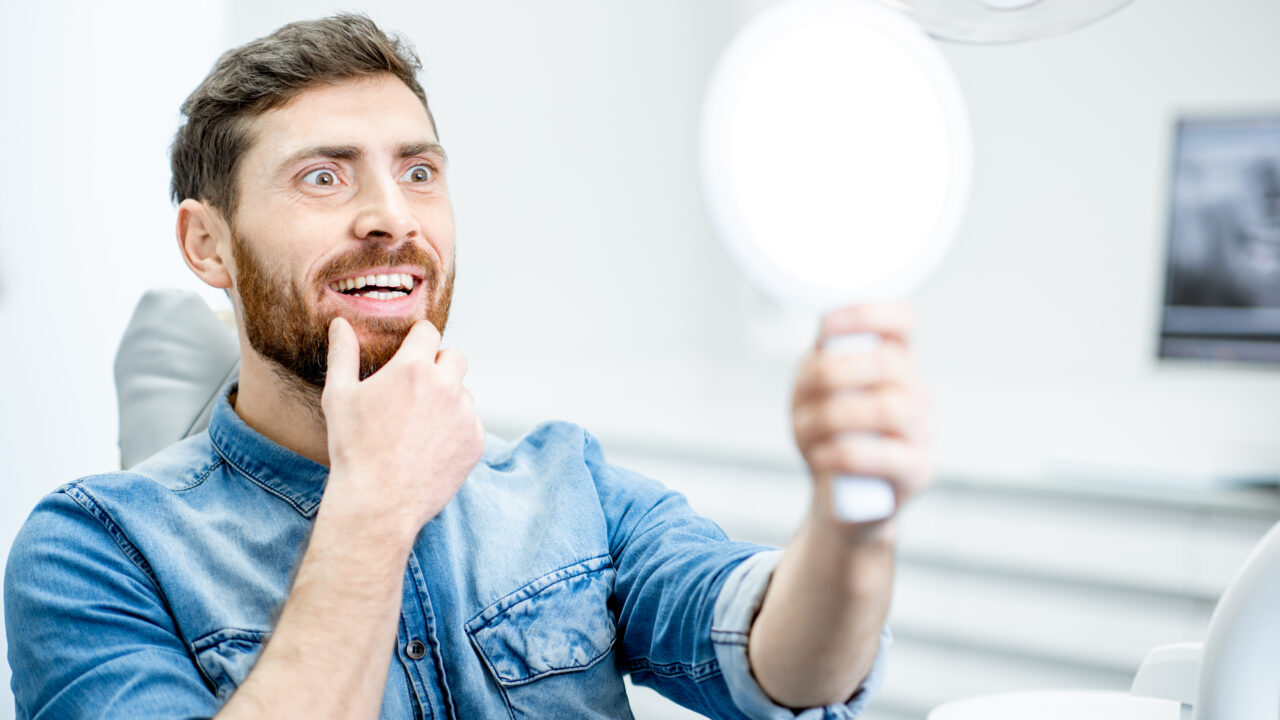 Man's portrait in the dental office