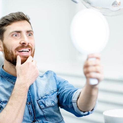 Man's portrait in the dental office