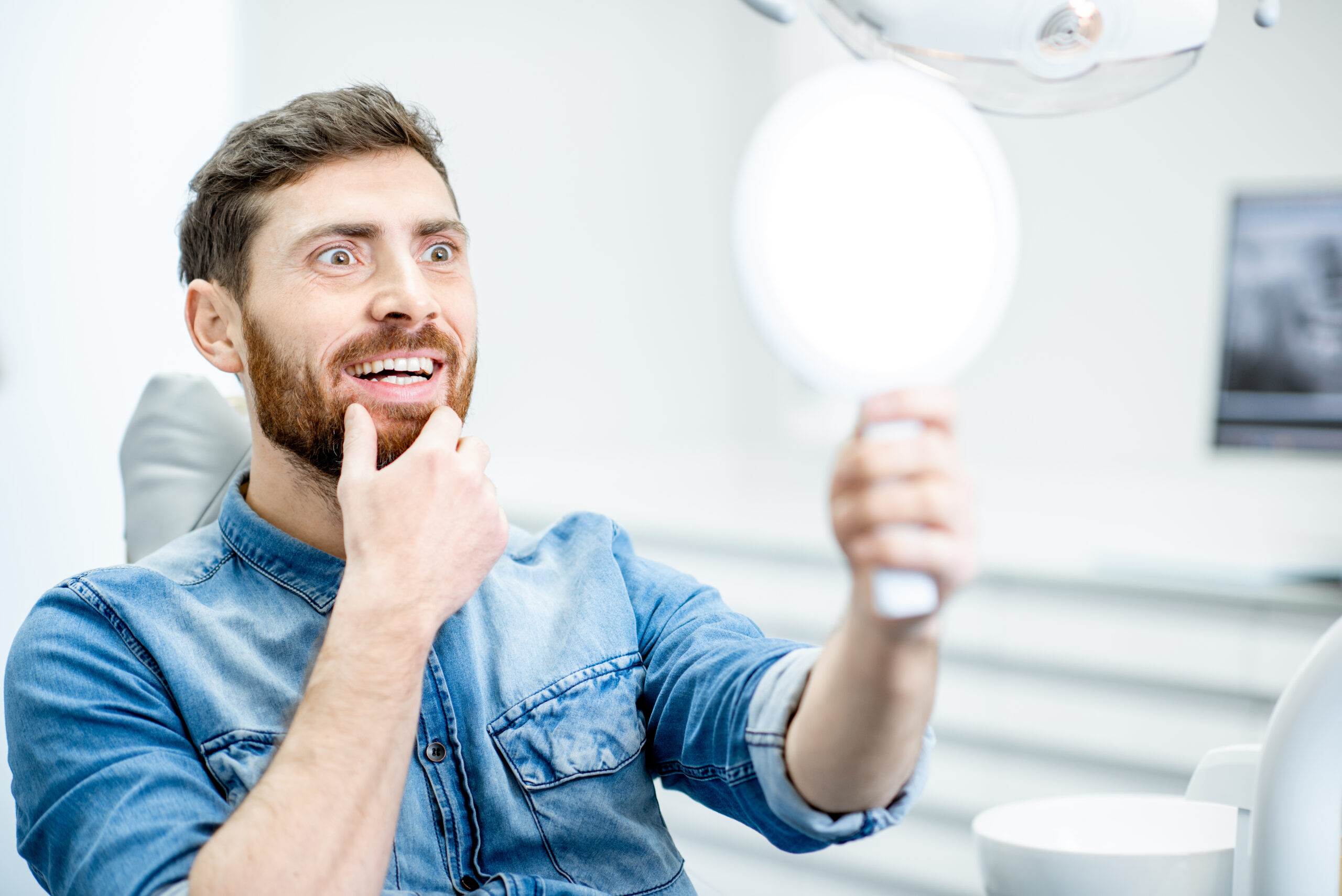 Man's portrait in the dental office